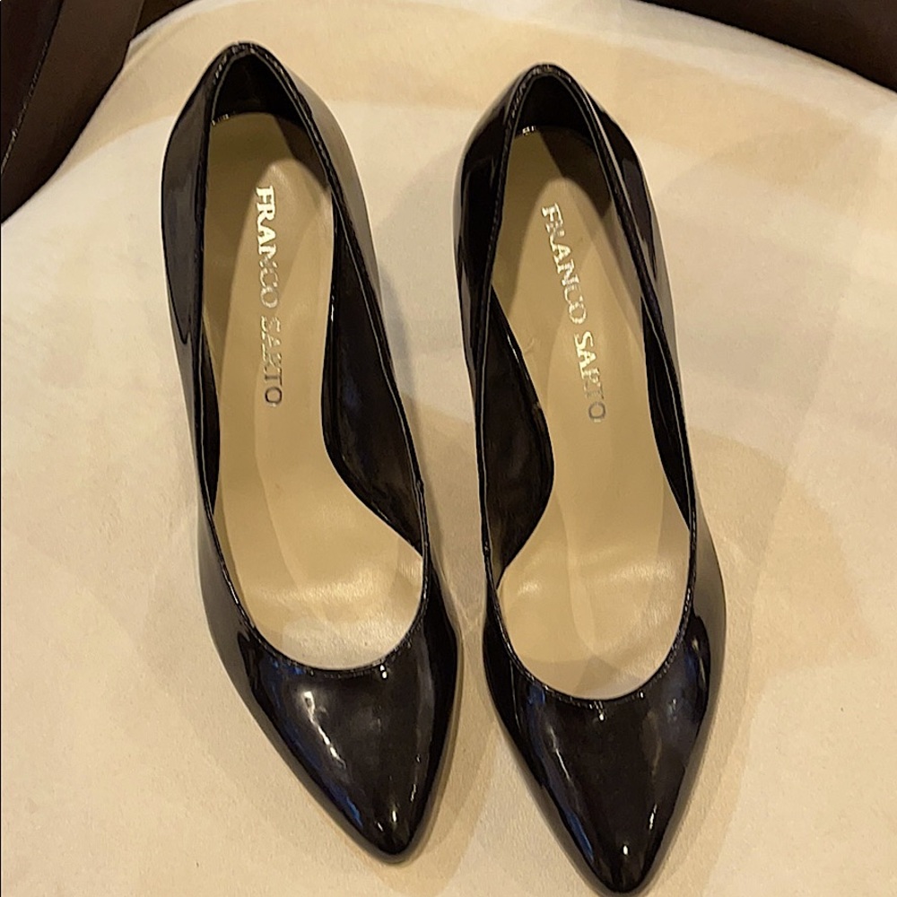 Franco Sarto Black Patent Heels, Size 7